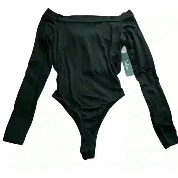 NWT Lulu's Off-Shoulder Open Back Long Sleeve Bodysuit Black - Picture 1 of 9